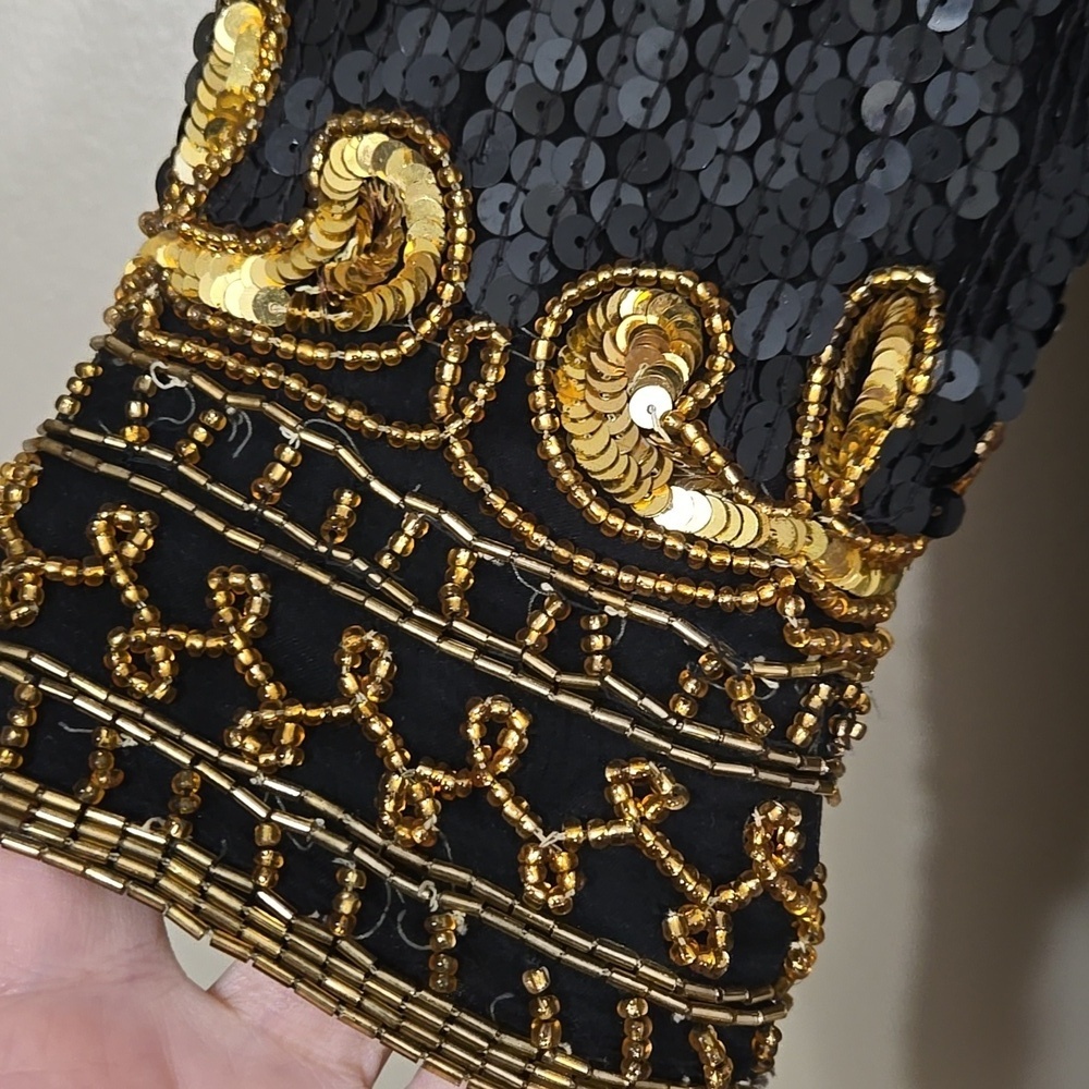 Stenay Sequin & Beaded Black and Gold Jacket Size Small - Picture 3 of 10